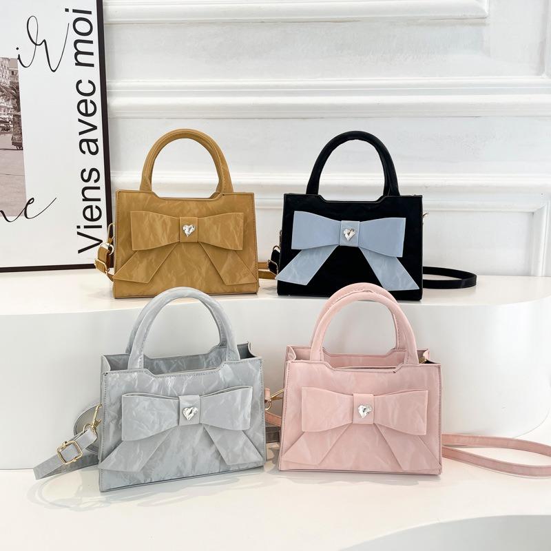 Premium sweet bow bag women's new niche handbag shoulder messenger bag small square bag