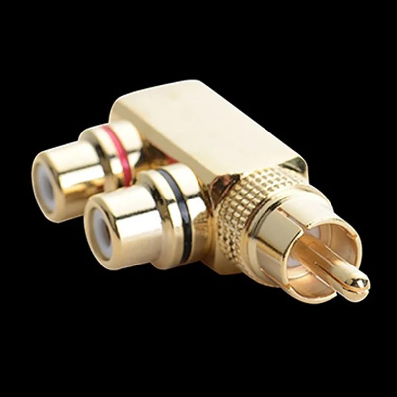 Gold Plated Av Audio Splitter Plug Rca Adapter 1 Male To 2 Female F Connector Tool