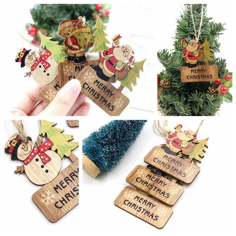 3 Stück/Set DIY Holzanhänger Ornamente Weihnachten Holzhandwerk Weihnachtsbaumschmuck