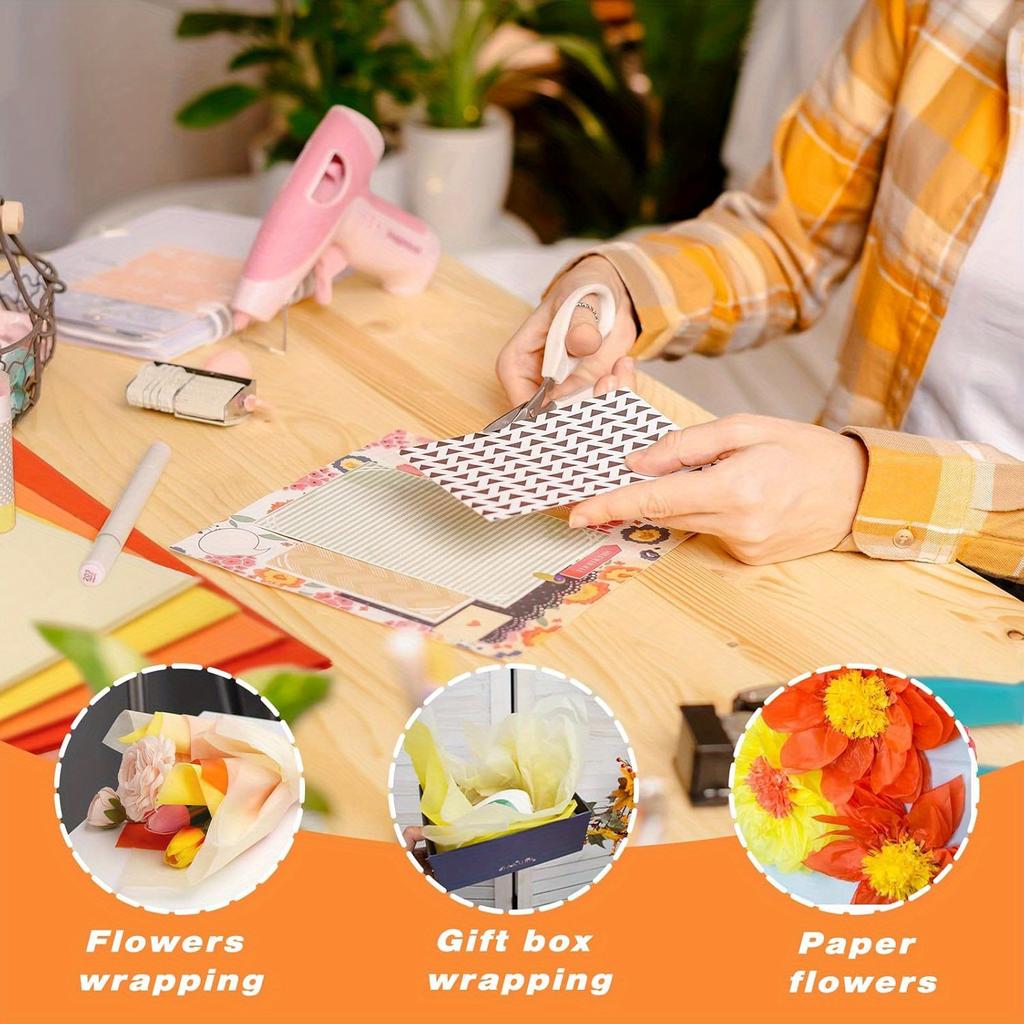 112 Blatt Orange Seidenpapier Herbstfarbenes Seidenpapier Großpackung Geschenkpapier für DIY Bastelarbeiten Partygeschenk