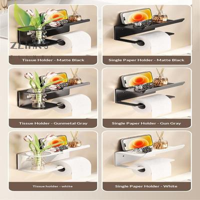 1Pc No-Drill Toilet Paper HolderPhone Stand Metal Storage Rack Kitchen Towel Holder Seasoning Bottle Bathroom Wall Roll Paper