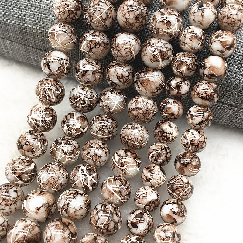 Wholesale 4/6/8/10mm Glass Beads Round Loose Spacer Beads Pattern For Jewelry Making DIY Bracelet Necklace
