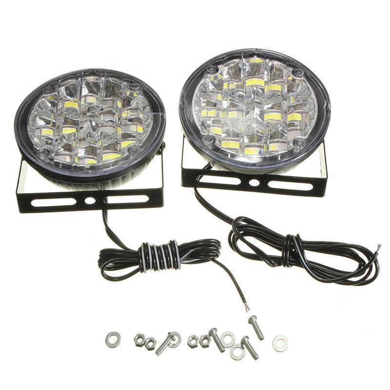 2pcs Car White LED Daytime Driving Light DRL 12V Waterproof Auto Fog Light Exterior Headlight for Truck Trailer RV Camper Lorry