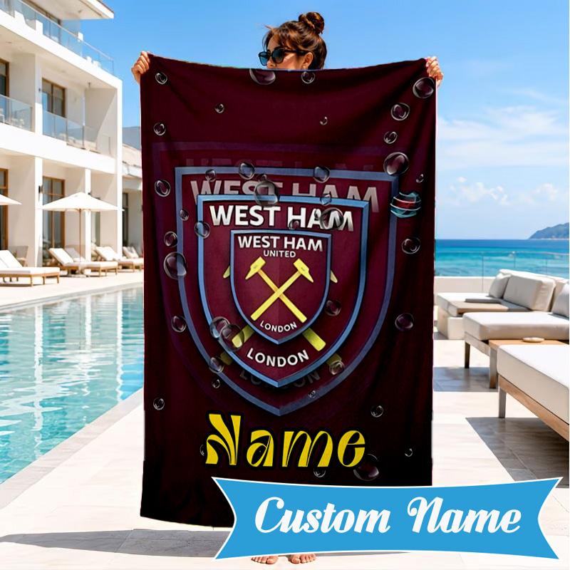 Custom Name Beach Towel hammer Crest Microfiber Beach Towel, Lightweight for Summer Travel, Swimming Pool Fan Birthday Gift