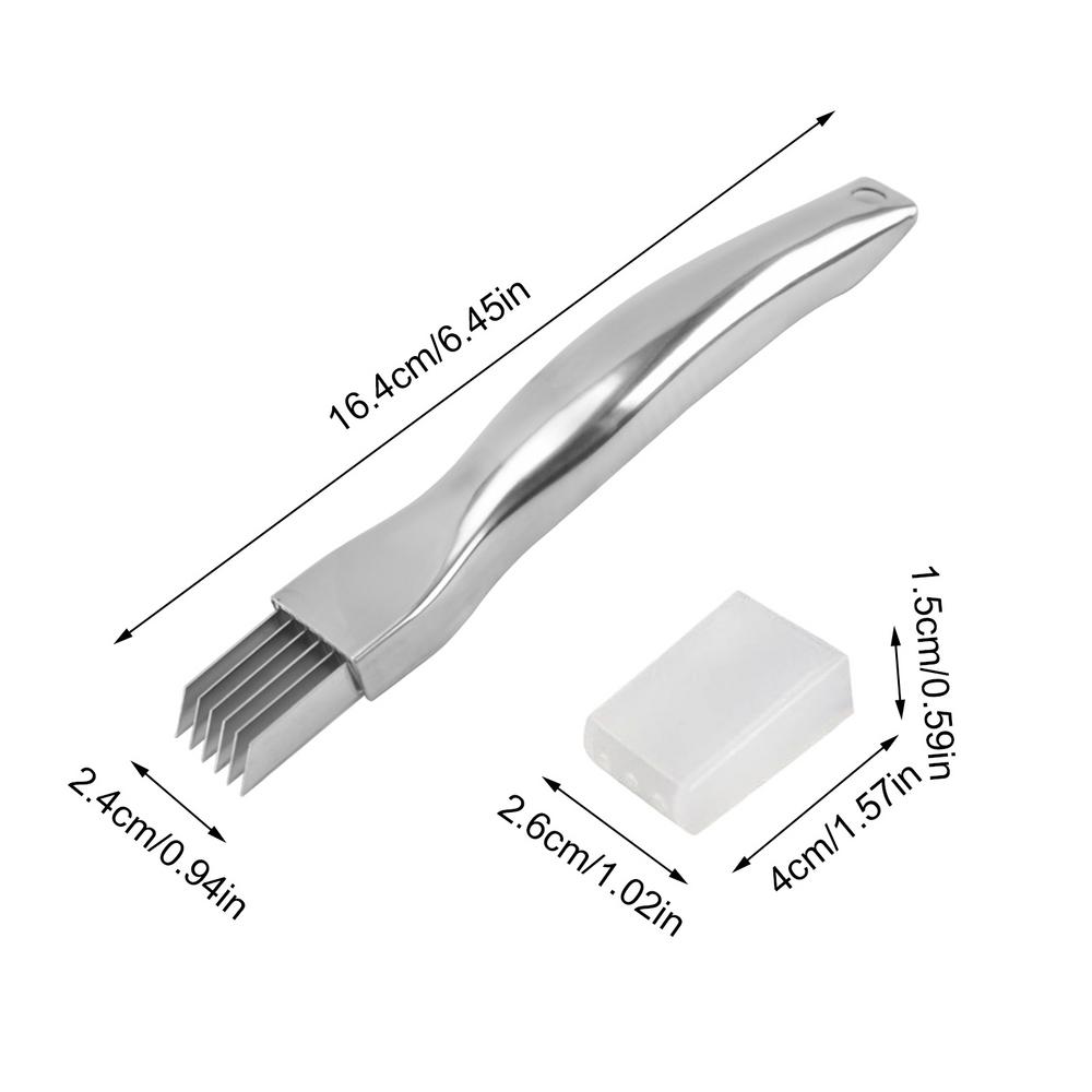 

Овощерезка из нержавеющей стали для чеснока, нож для нарезки соломкой, слайсер для зеленого лука, кухонный комбайн для продуктов, для картофеля, зеленого лука, фруктов, киви серебряный