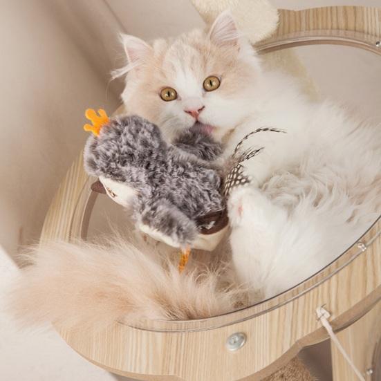 Yousheng Flapping Wings Cat Toy USB Rechargeable Interactive Plush Bat Owl Chicken Toy Squeaking Catnip Toy Chirping Animals Electric