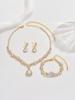 Luxury Crystal Teardrop Jewelry Set for Women Necklace Earrings Bracelet Ring 4 Piece Elegant Fashion Gift