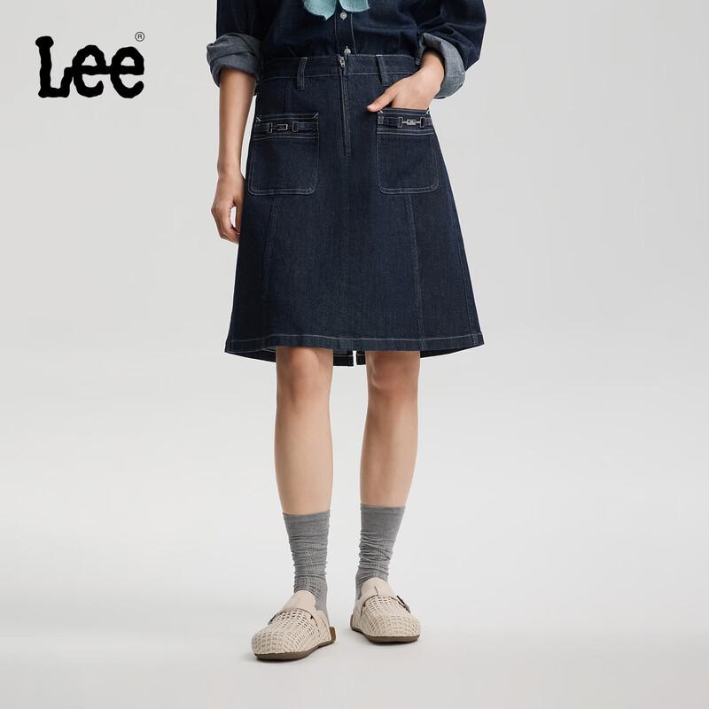 Lee Women s Comfort Fit Front-Zip Denim Skirt L