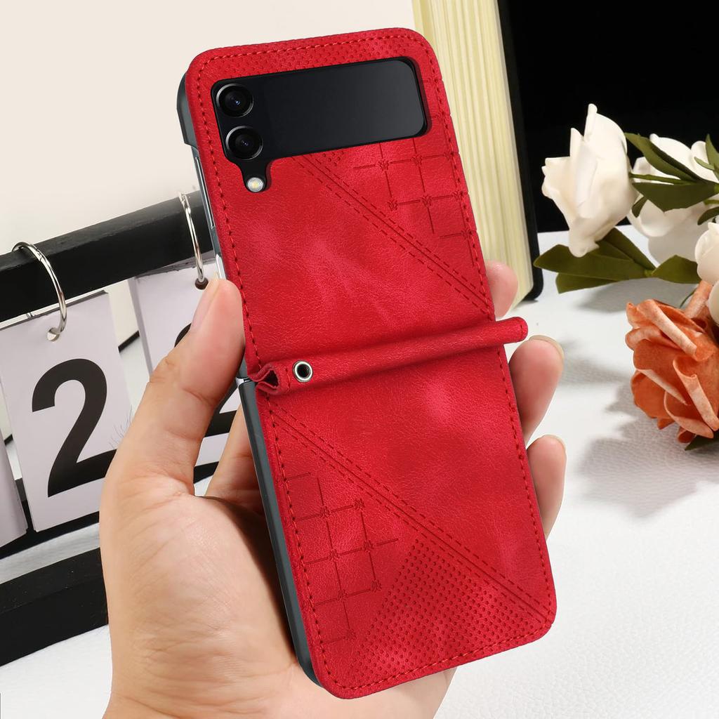 Kožené pouzdro peněženka pro Samsung Galaxy Z Flip3 5G s potiskem motýlů a květin, kryt na telefon s popruhem