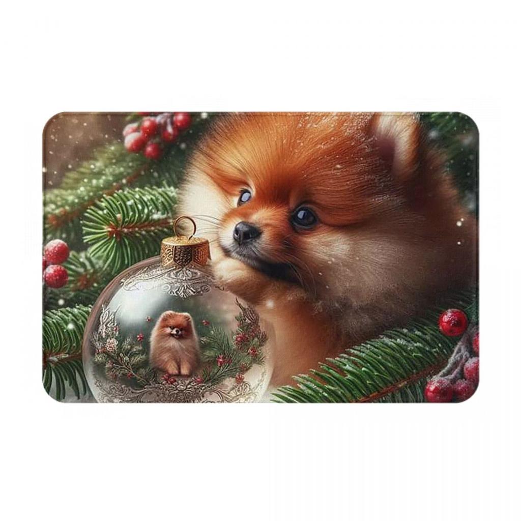Pomeranian Dog Anti-slip Doormat Floor Mat Cushion Carpet Rug for Kitchen Entrance Home Balcony Footpad Mats