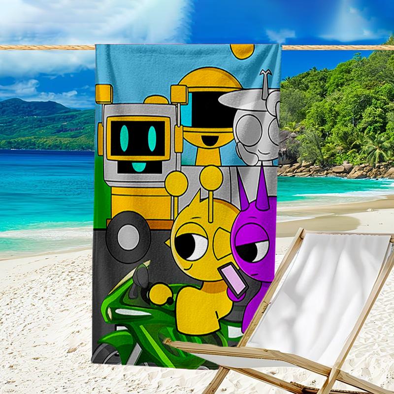 1pc SPRUNKI8 Beach Towel, Beach and Seaside Swimming Pool Equipment, Fashion Pattern, Rectangular, Travel Essentials