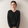 Lekasha Women's Cashmere V-Neck Sweater - Loose, Long-Sleeved Knit for Autumn & Winter