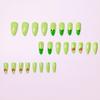 24-Piece Almond Shape Wearable Nails with Green French Tip, Frog, Cherry, Mushroom, and Star Art