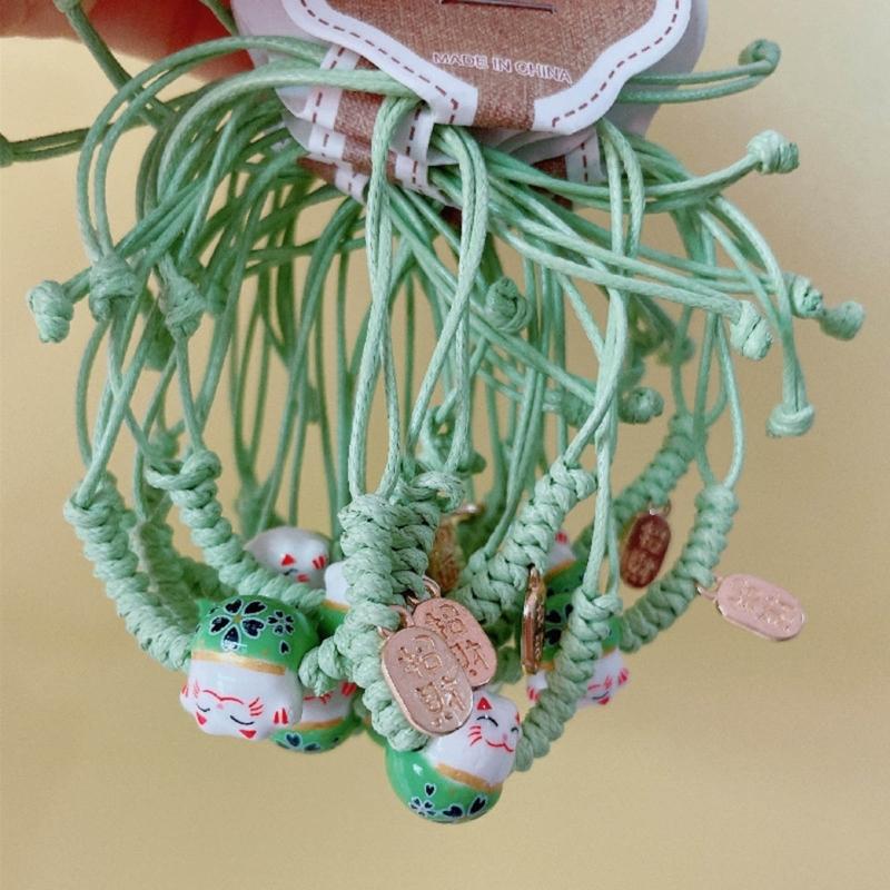 Trendy Ceramic Lucky Cat Bracelet Cartoon Cute Wrist Chain Jewelry Accessory