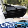 Pair Gloss Black OX Horn Rear View Mirror Cover Caps For Honda Civic 2016-2021