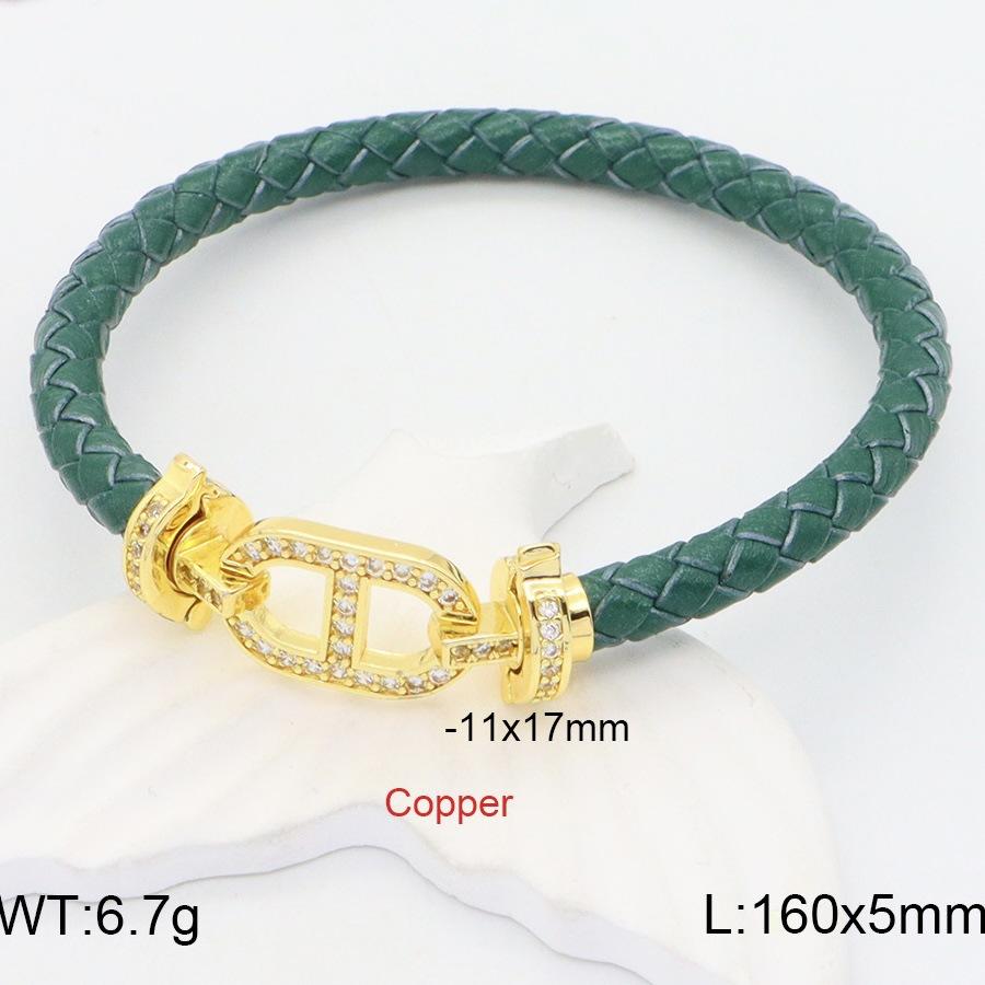 Pig Nose Red Rope Leather Rope Bracelet Men's and Women's 18k Gold Micro-inlaid with Diamonds Natal Year Couple's High-end DIY Hand Rope 2026