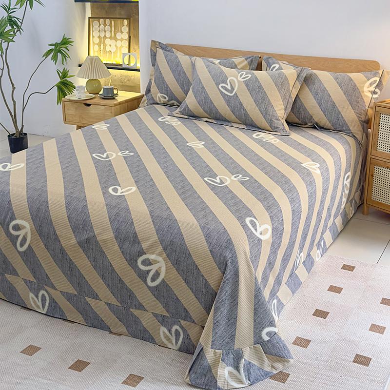 

Розовый Волнистый Узор Простыня Хлопок Квин Полосатый Набор Простыней Мягкий Удобный Абстрактный Геометрический Чехол на Кровать с 2 Наволочками 180x245cm 3pcs