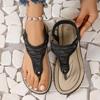 Fashion 2024 Plus Size Female Shoes Thong Women's Sandals Outdoor Casual Sandals Women Crystal Round Toe Wedge Elastic Band Shoes Women
