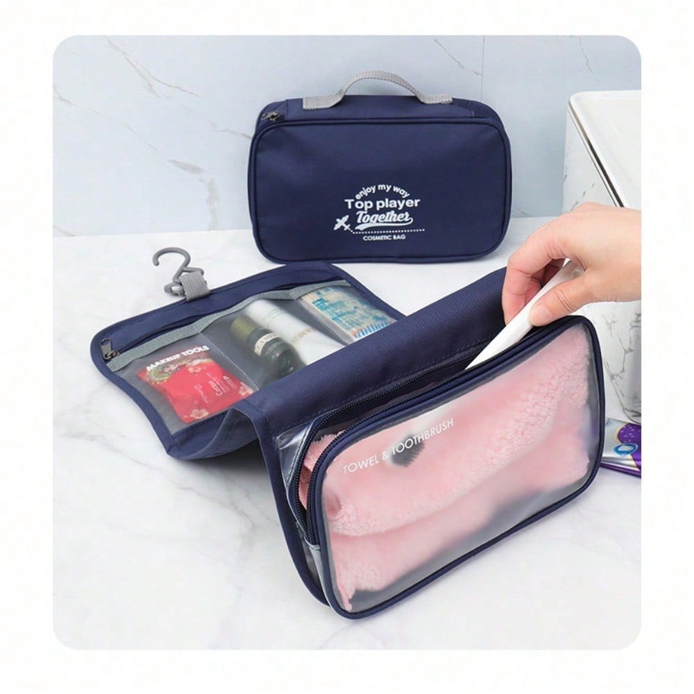 Business trip, toilet bag, cosmetic bag, men's and women's large-capacity folding portable bag, wet and dry separation multifunctional storage bag