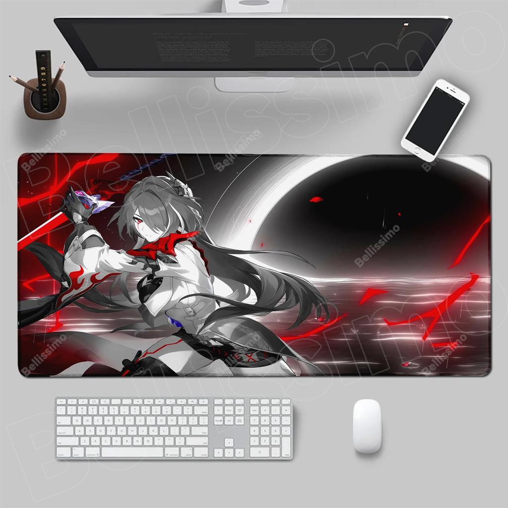 Anime Gaming Mousepad Honkai Star Rail Mouse Pad Locking Edge Mouse Mat Office Large Non-Slip Keyboard Mat Raiden Bosenmori Mei