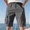 Summer Loose Men's Safari Style Shorts Multi Pockets Casual Loose Fit Straight Elastic Waist Beach Shorts