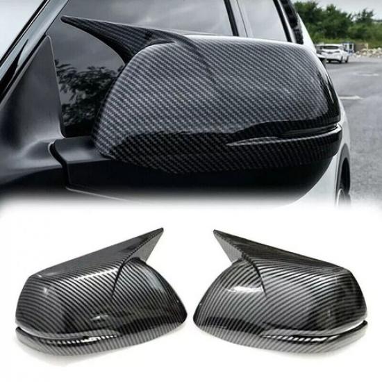 For Honda CRV CR-V 12-21 Carbon Black OX Horn Style Door Wing Mirror Cover Cap .