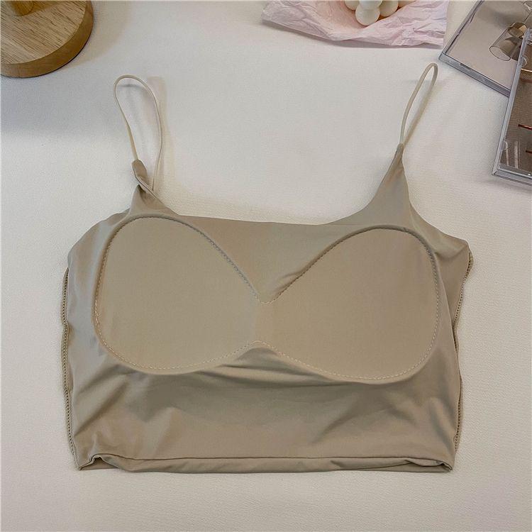 Ice Silk Strappy Tank Top with Built-in Bra, Stylish Slimming Sleeveless Design for Women, Ideal for Summer