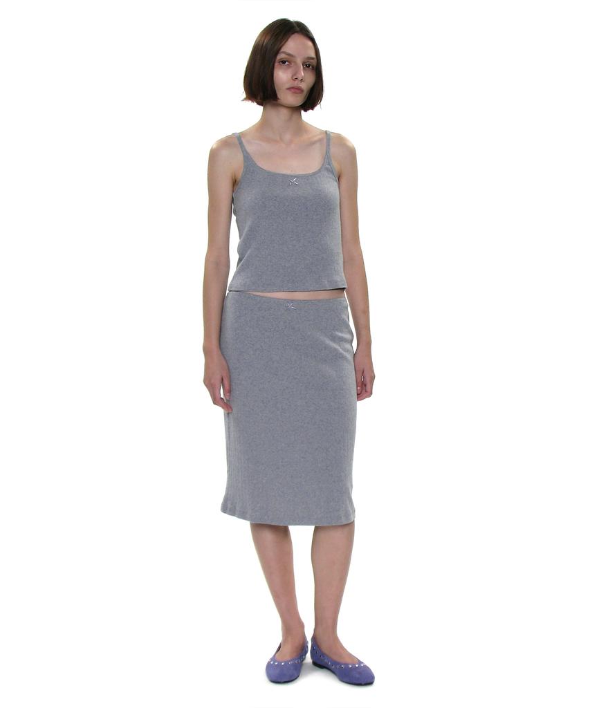 Partimento Woman Pwc Lace Trim Eyelet Midi Skirt_Melange