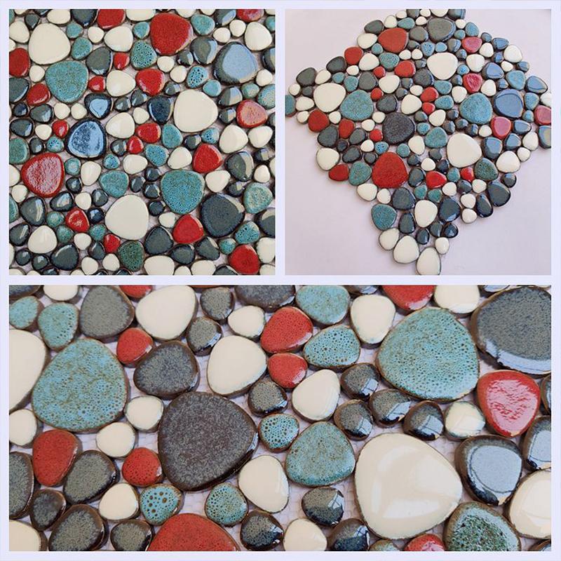 Keramik Kopfsteinpflaster Mosaik Fliesen Spa Heißwasserquelle Pool Fischteich Fragmente 30cm Badezimmer Rutschfest Blau Und Weiß Porzellan Fliesen