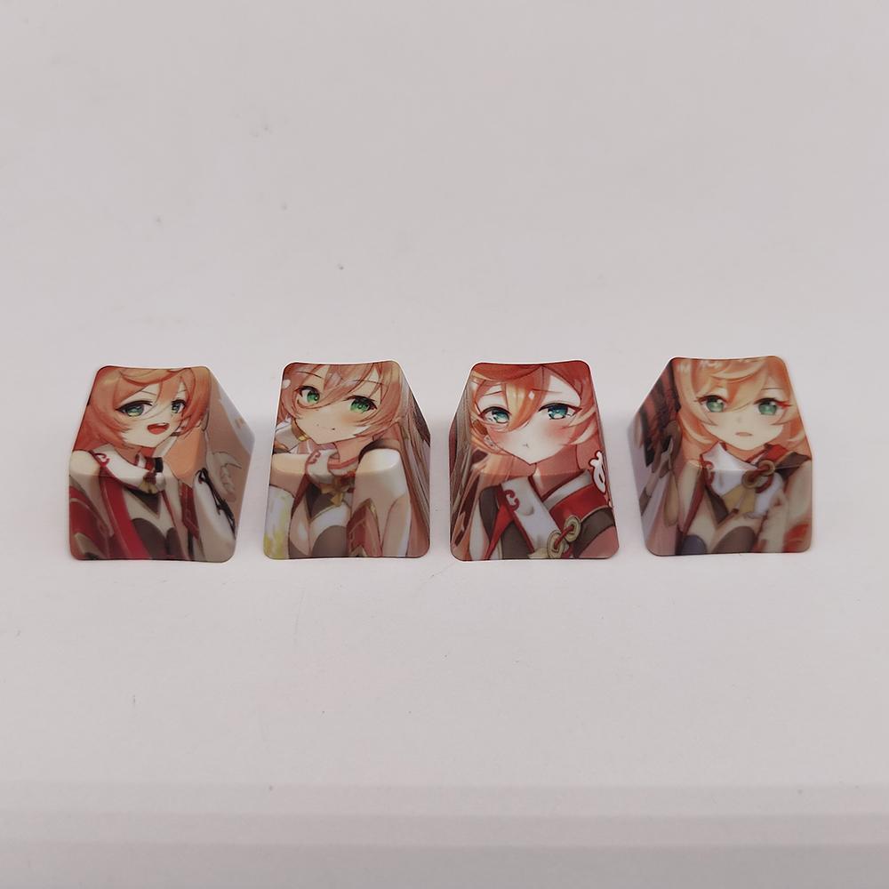 4Keys/Set R4 Keycap Hot Sublimate Key Cap Pbt Anime Cartoon Cute Custom Mechanical Keyboard Cap Decorative  Accessories
