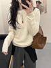 Women's 100% Wool Casual Half-Zip Loose Knit Sweater, Round/High Neck