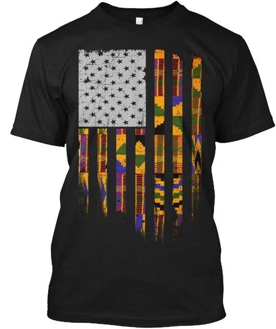 American Kente Flag Black History T-Shirt Made in the USA Size S to 5XL