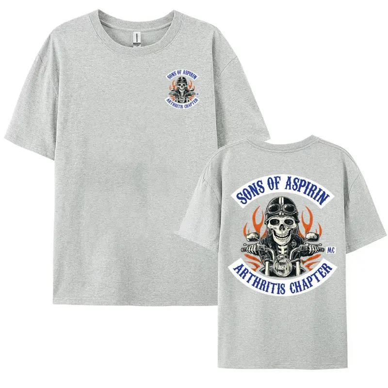 Motorcycle SoA - Sons of Aspirin - Funny Biker T Shirt Men's Fashion Gothic Oversized T-shirts Male Vintage Cool Casual Tees Y2k