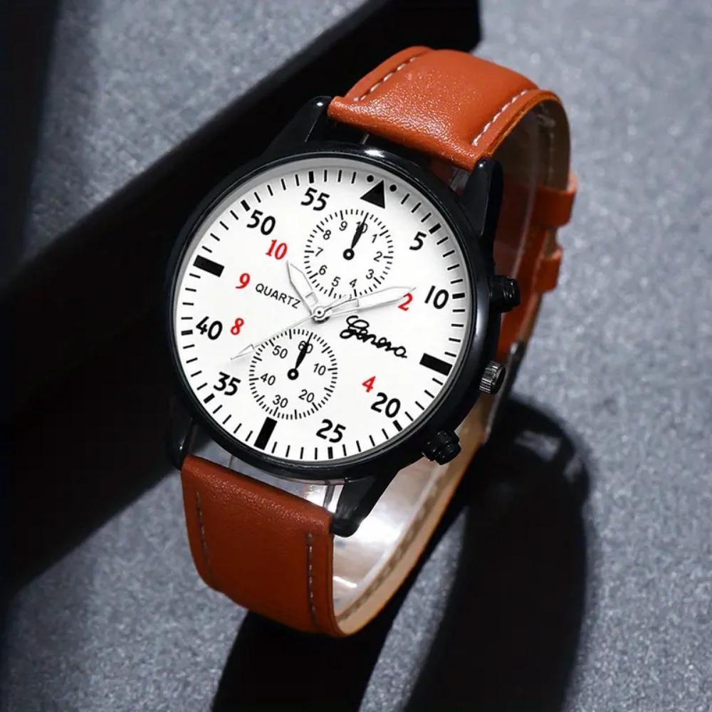 Watch Accessories Set Men'S Watch Accessories Ring Business Pu Belt Quartz Watch