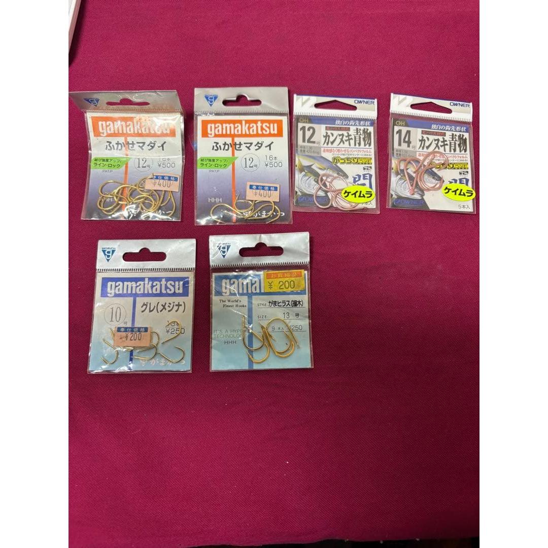 Used Gamakatsu OWNER Sea Fishing Hook Set Red Sea Bream Gray Blue Fish Bulk Sale