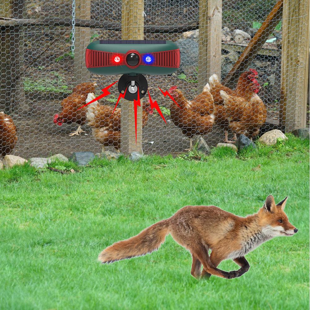 Solar Ultrasonic Animal Repellent: Infrared Sound & Light Alarm to Deter Wild Boars & Weasels