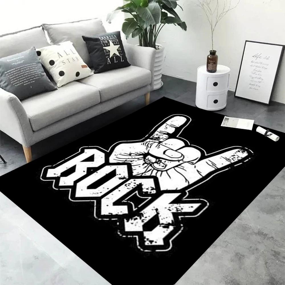 Rock N Roll Instrument Carpet Rug for Living Room Bedroom Kitchen Music Playroom Sofa Area Rugs Home Decor Non-slip Floor Mat