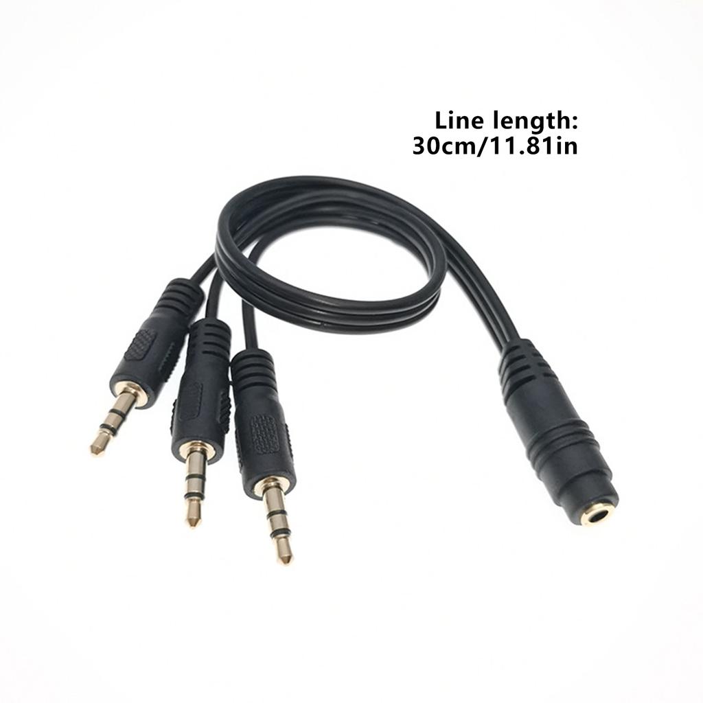 Auxes Splitter Cable 3.5mm TRS Female Port to 3 Male Connectors for Sound Sharing