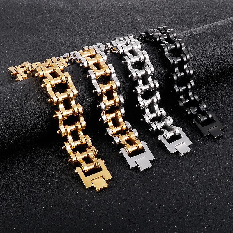 Men's Hip Hop 22mm Titanium Steel Bicycle Chain Bracelet