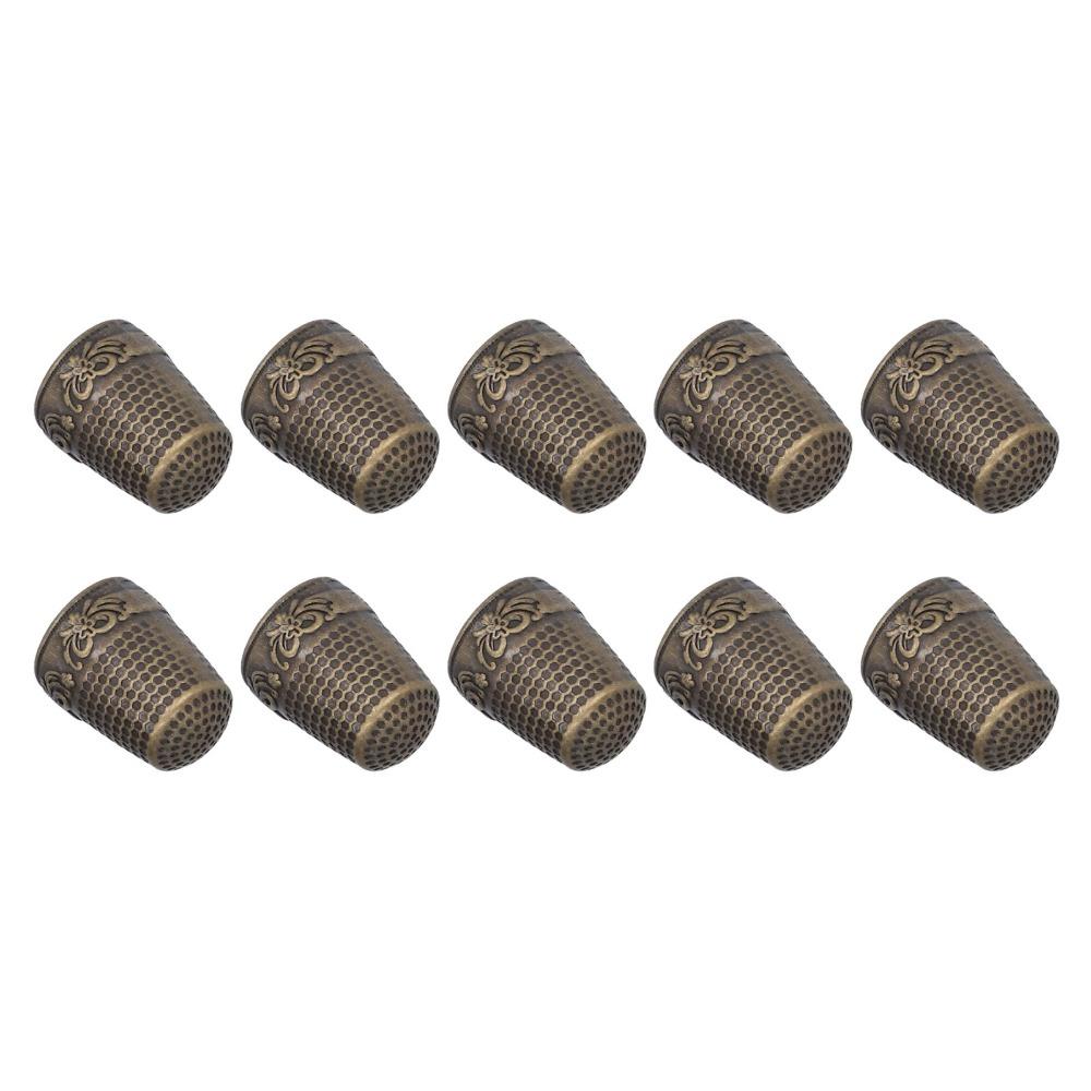 10pcs Safe Grip Design Finger Protectors Vintage Bronze Quilting Thimbles For Home Use