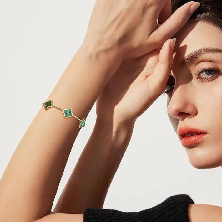 Edelstahl Kleeblatt Armband für Damen - Nicht verblassender Titanschmuck, High-End Ins-Stil