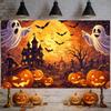 Halloween Decor Supplies Banner Spooky Graveyard Pumpkin Bat Skull Background Festival Party Decor Photography  Backdrop Props475