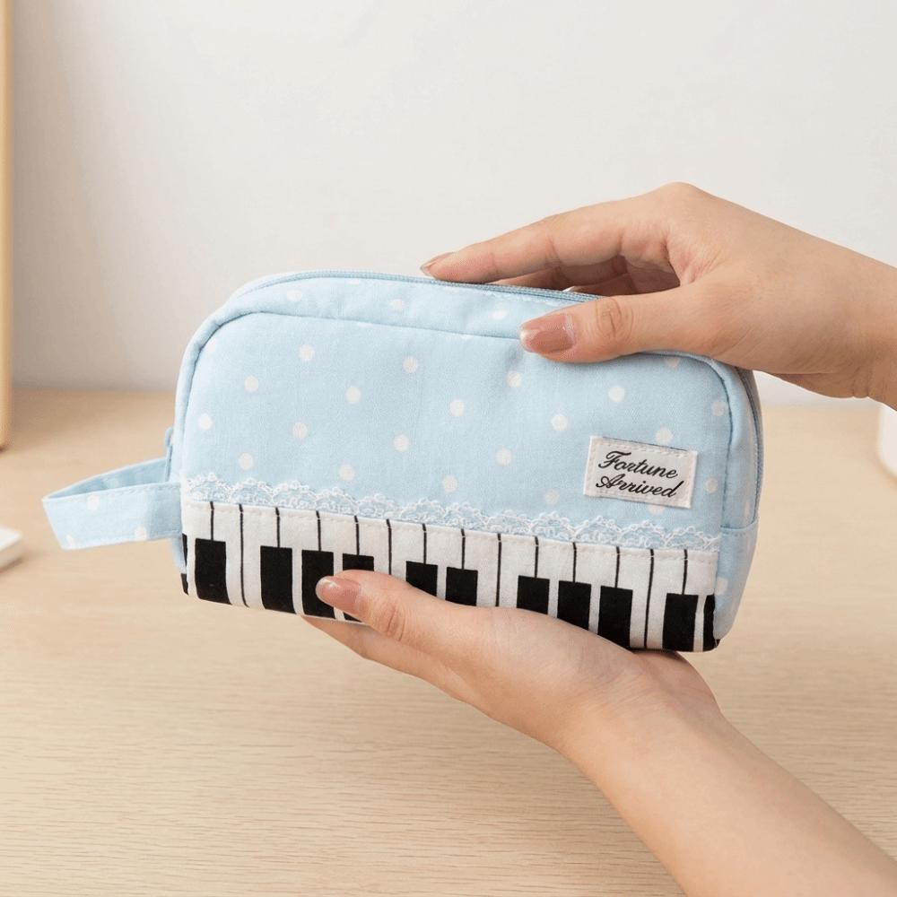 Met Handvat Piano Potloodtasje Kant Pen Tas Kawaii Stippen Potloodtasje Bureau Opberging