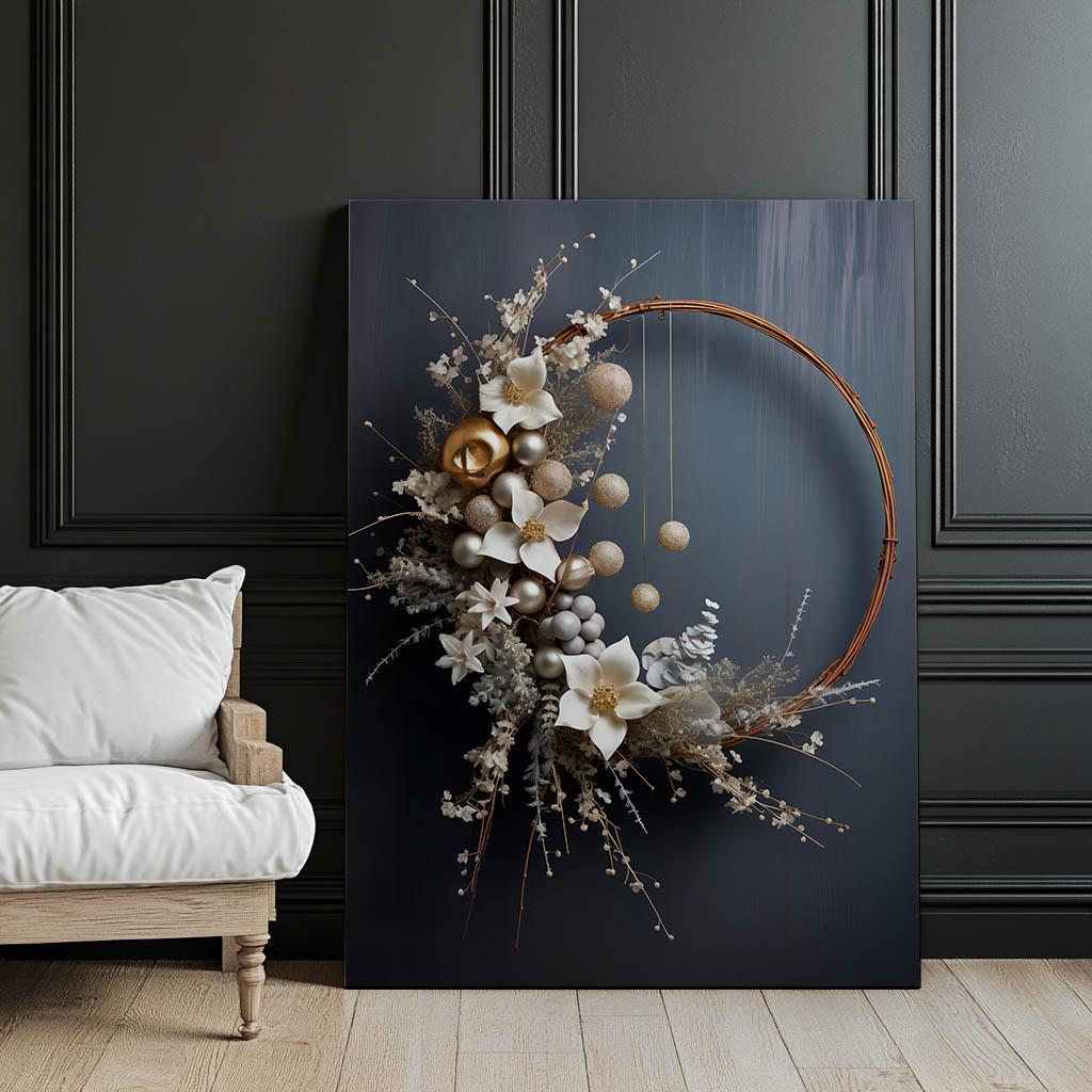 Magiczny Wieniec Bożonarodzeniowy Magiczny Wieniec Bożonarodzeniowy, 40X50 Cm, Rama Aluminiowa Złota, Papier Matowy 230 Gsm