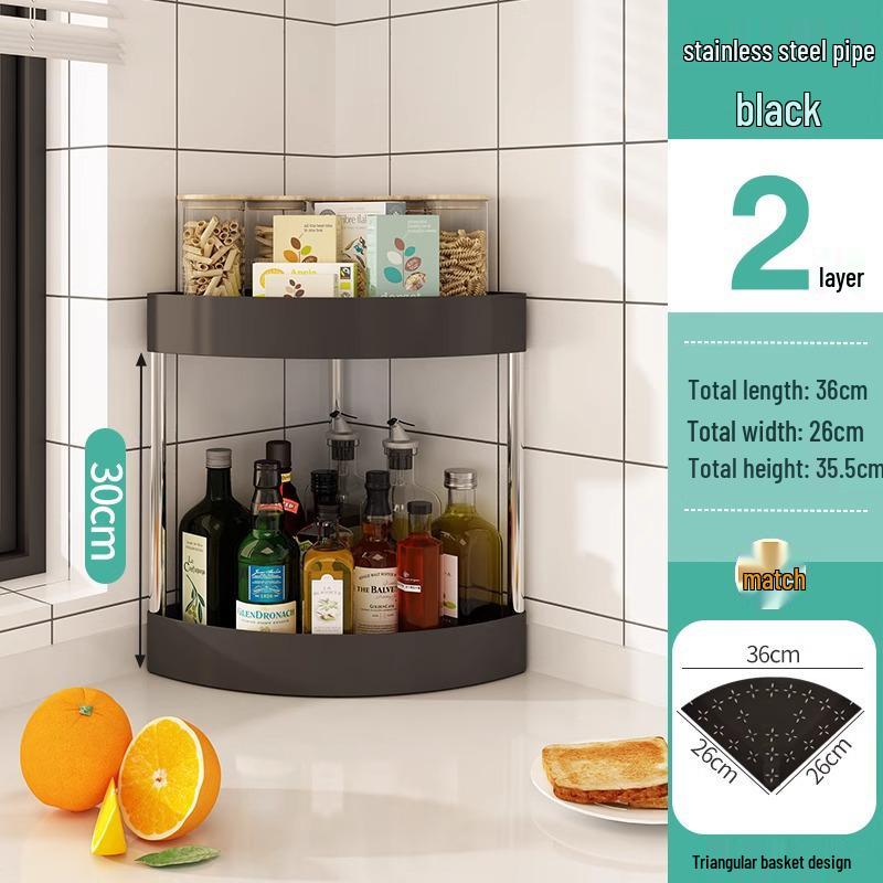 

Кухонна полиця напівкруглої форми для кута, без свердління, для спецій, пляшок та банок