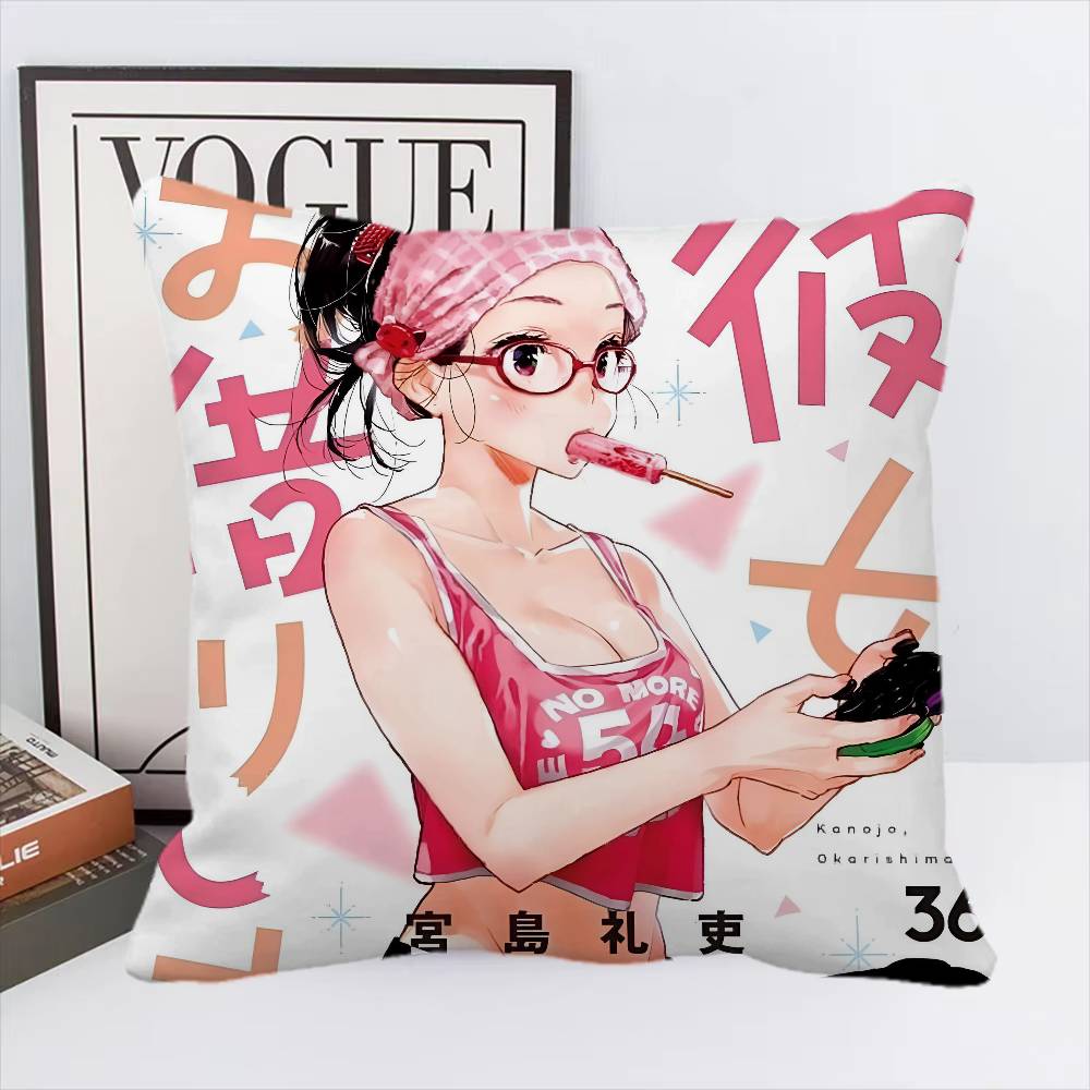 Kanojo Okarishimasu Anime Pillow Case Square Pillow Bedroom Sofa Leisure Comfort Cushion Car Home Decoration