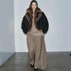 Womens Faux Fur Coat Short Puffer Jacket With Oversized Collar Warm Winter Outerwear Daily Wear
