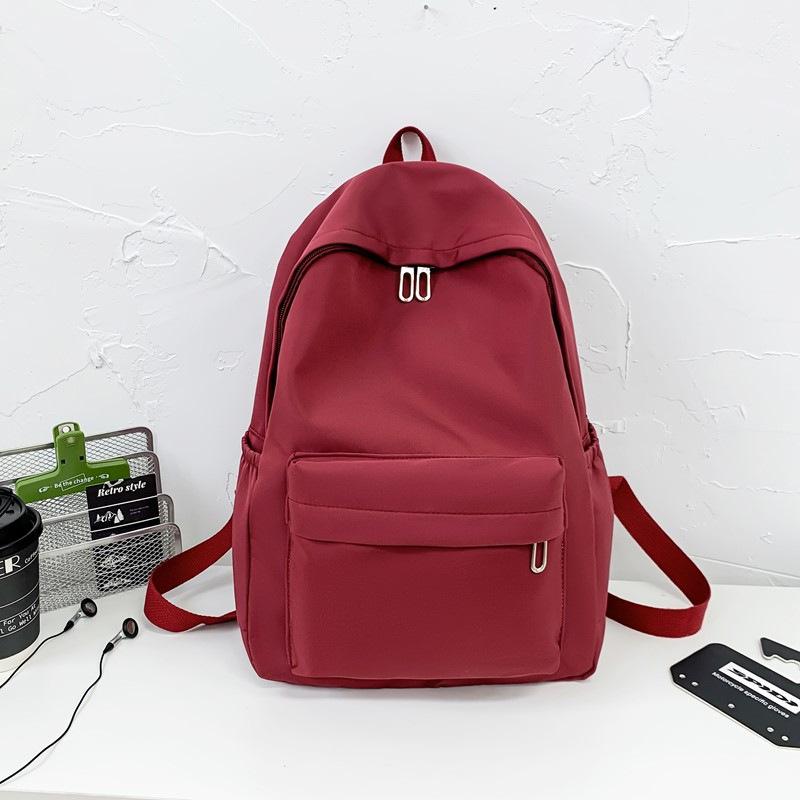 Schoolbag New Solid Color Versatile Backpack Leisure Travel Commuter Backpack Large Capacity Lightweight Student School Bag