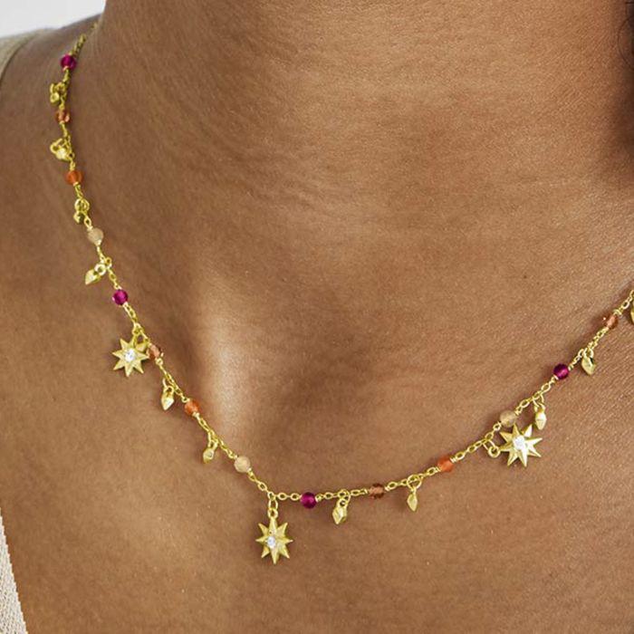 Collier Luxenter En Argent 925 Avec Cristaux Multicolores Finis En or Jaune 18K - Sekhay