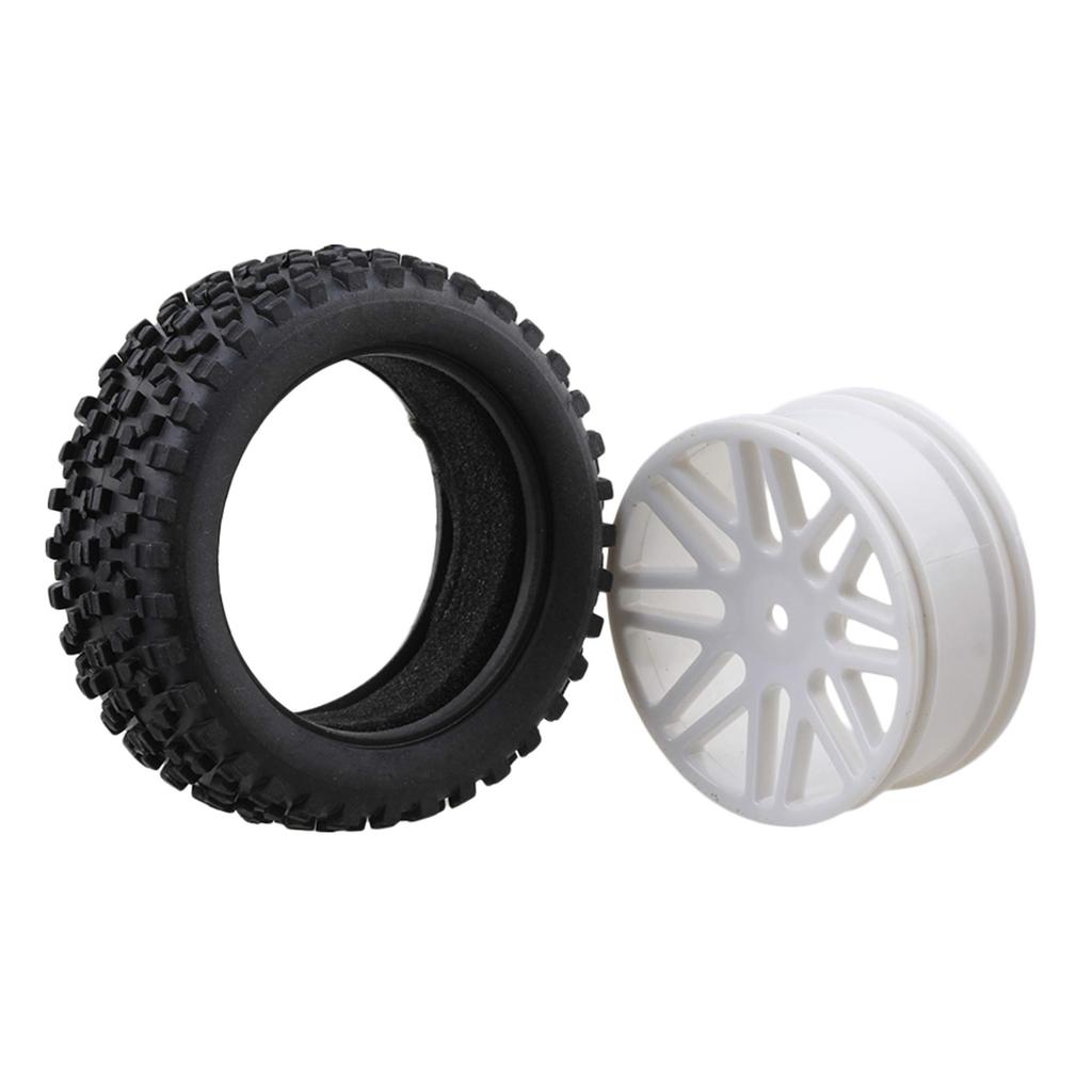 Mxfans 4 Pieces 12mm Hex RC 1/10 Front and Rear Wheel Rims & Tires 66012/66032 for RC 1/10 Off-Road Buggy